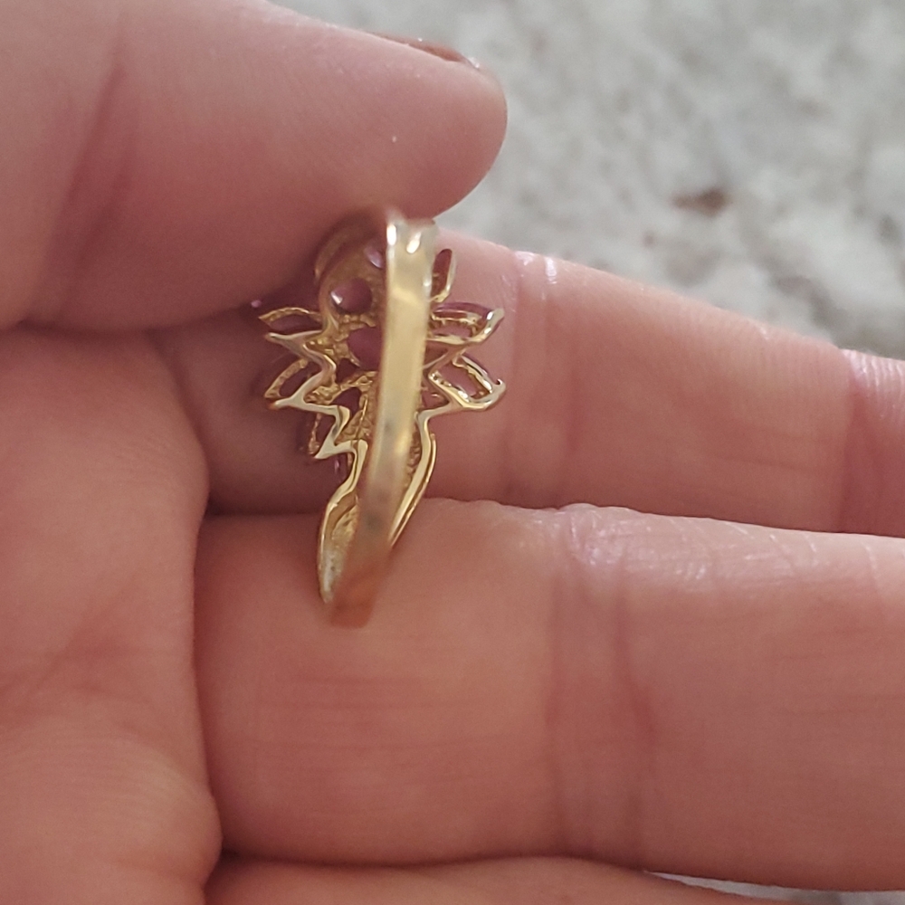 14k  Yellow Gold Pink Sapphire Marquis Cut Cluster Ring Size 6 - Picture 14 of 14